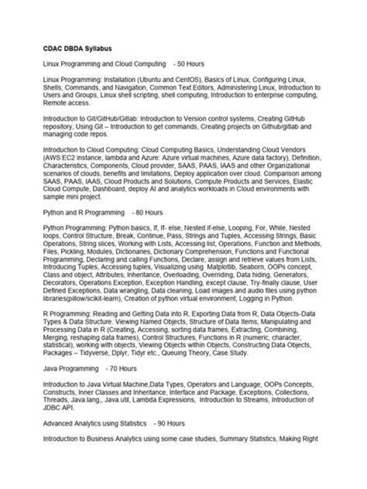 What is CDAC course syllabus?
