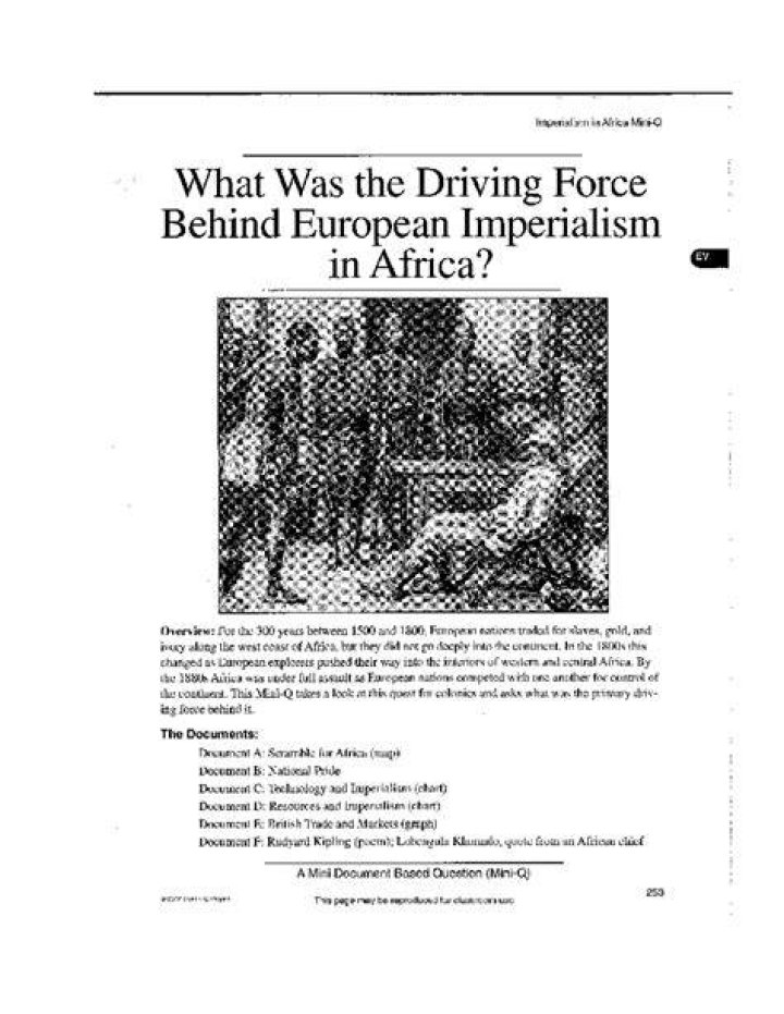 What was the driving force behind imperialism Dbq?